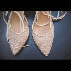Ivory lace bridal heels